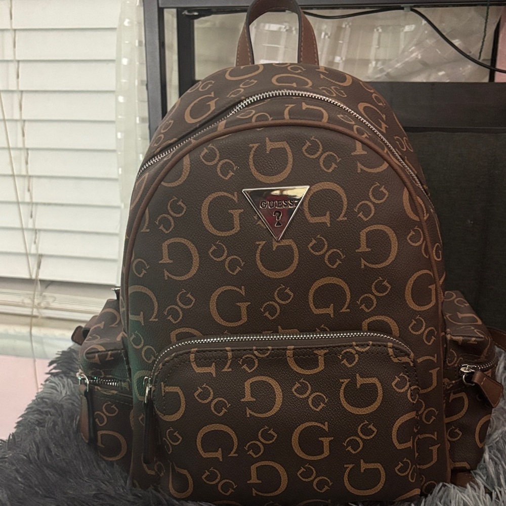 Guess Brown Logo Backpack